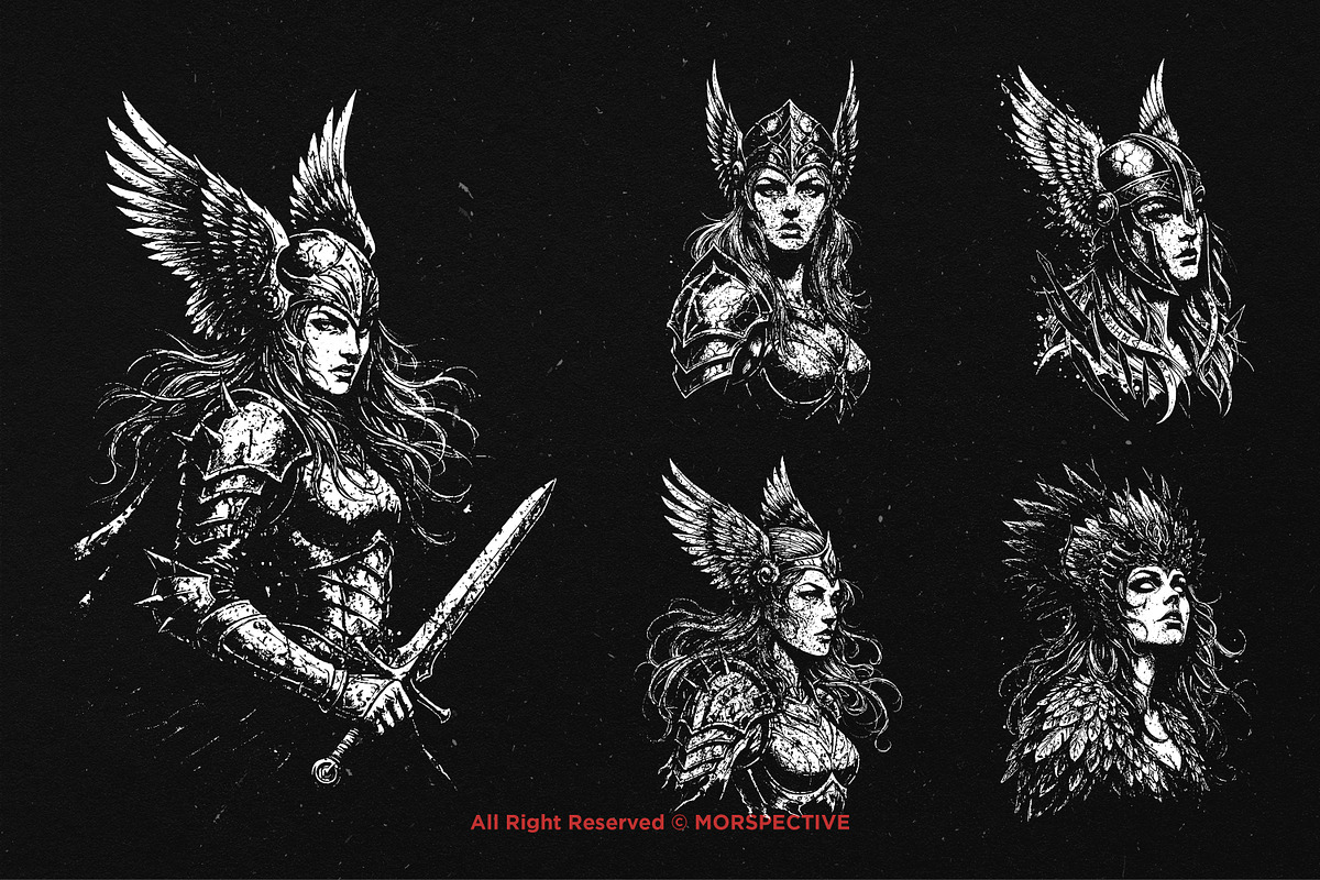 10 Bundle Dark Art Valkyrie Knight, an Illustration by Morspective (Photo 5 of 7)