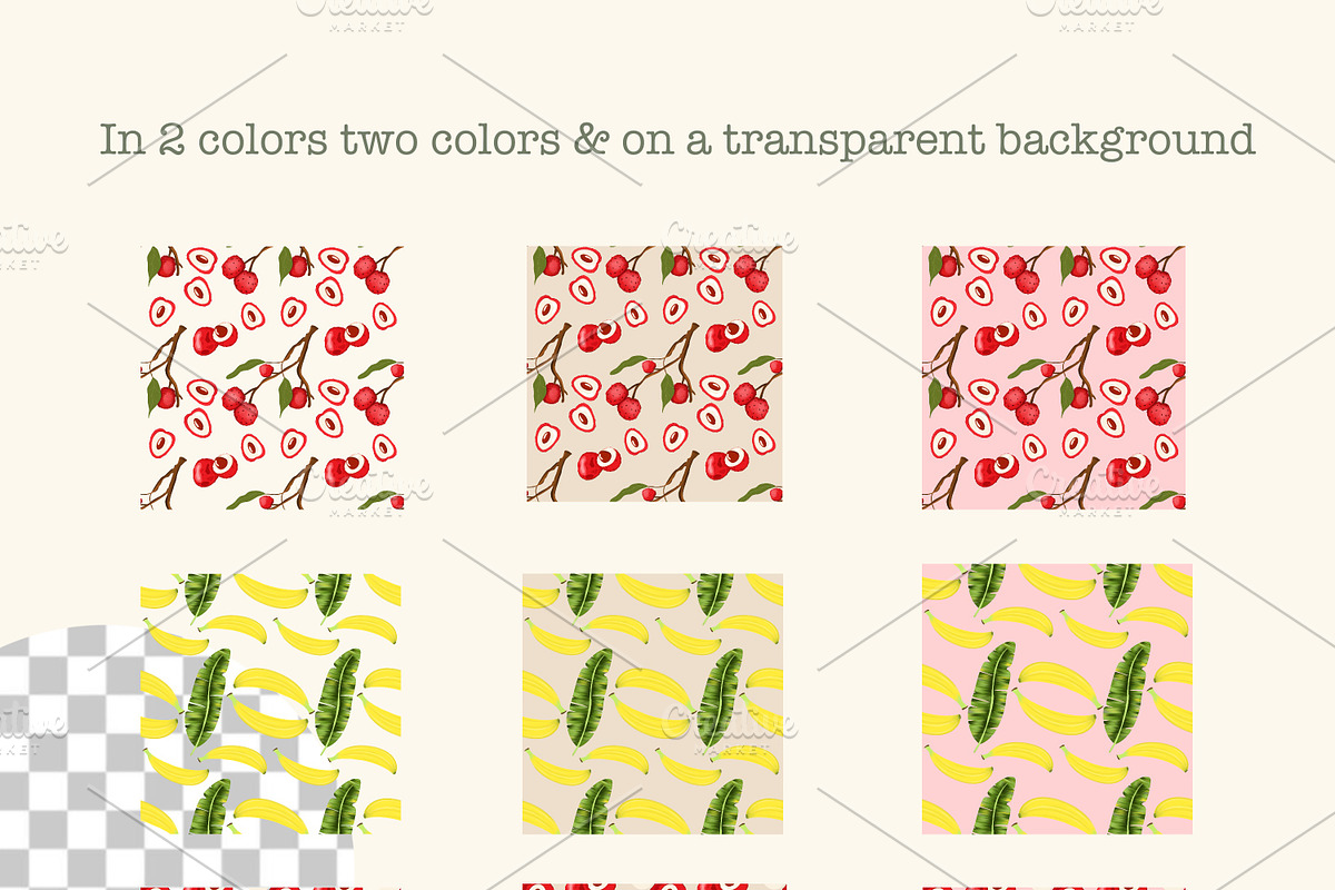 Whimsical Fruit Seamless Pattern Set, a Decorative Illustration by Oleksandra Illustrates (Photo 4 of 10)
