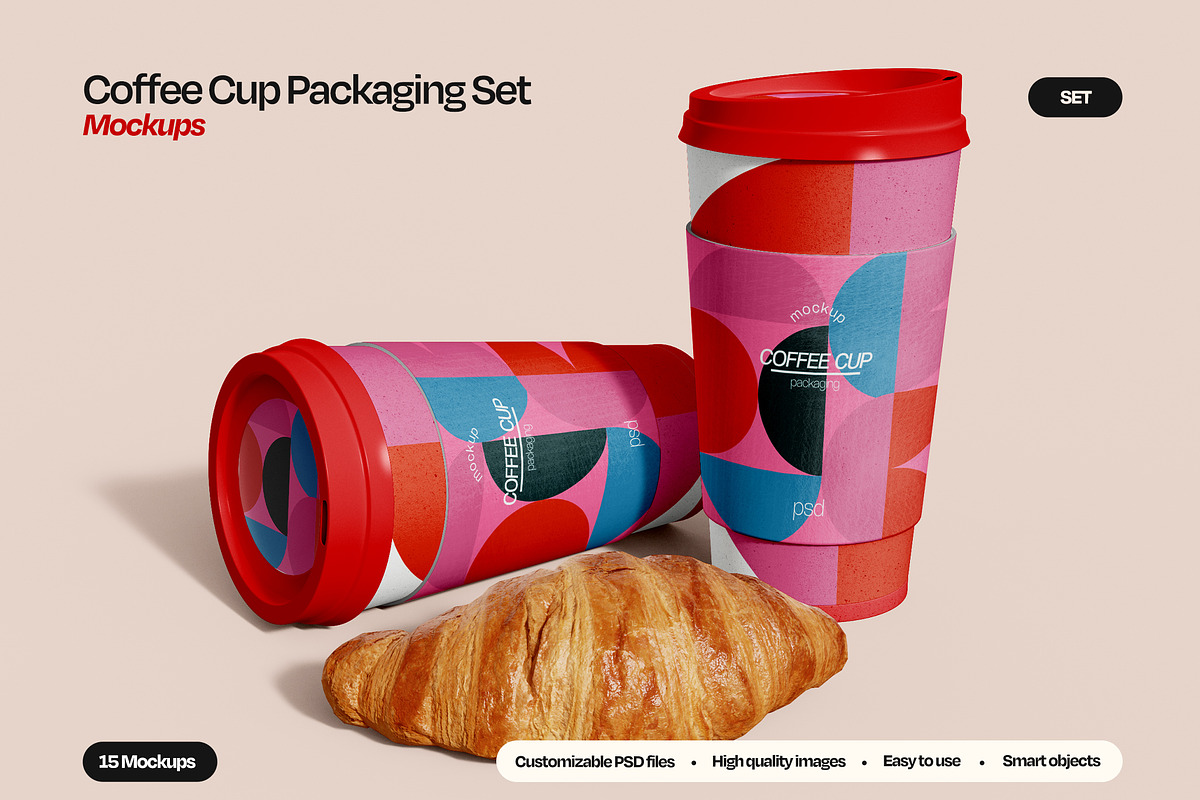 Coffee Cup Packaging Mockup Set, a Cups & Container Mockup by Mego-studio (Photo 1 of 8)