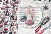 Chef cook, food, digital paper, a Pattern Graphic by Artmanata (Thumbnail 6 of 10)