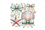 Summer Png, Floral Coquette Seashell, an Illustration by Designking (Thumbnail 1 of 6)