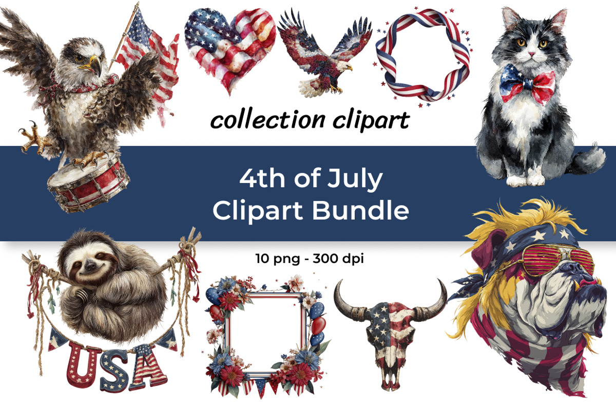 American Independence Day Clipart, a Decorative Illustration by InkyQueenArt (Photo 1 of 5)
