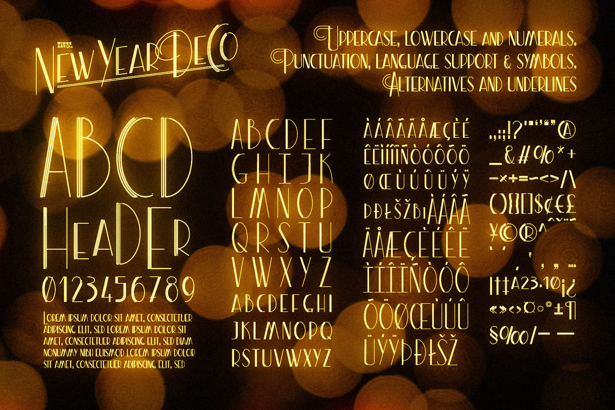 Festive Art Deco Font, a Sans Serif Font by UInstrument (Photo 10 of 10)