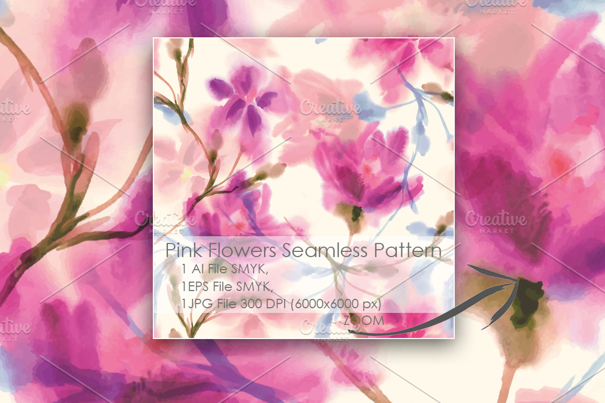 Pink Flowers Seamless Pattern, a Pattern Graphic by Marina Grau