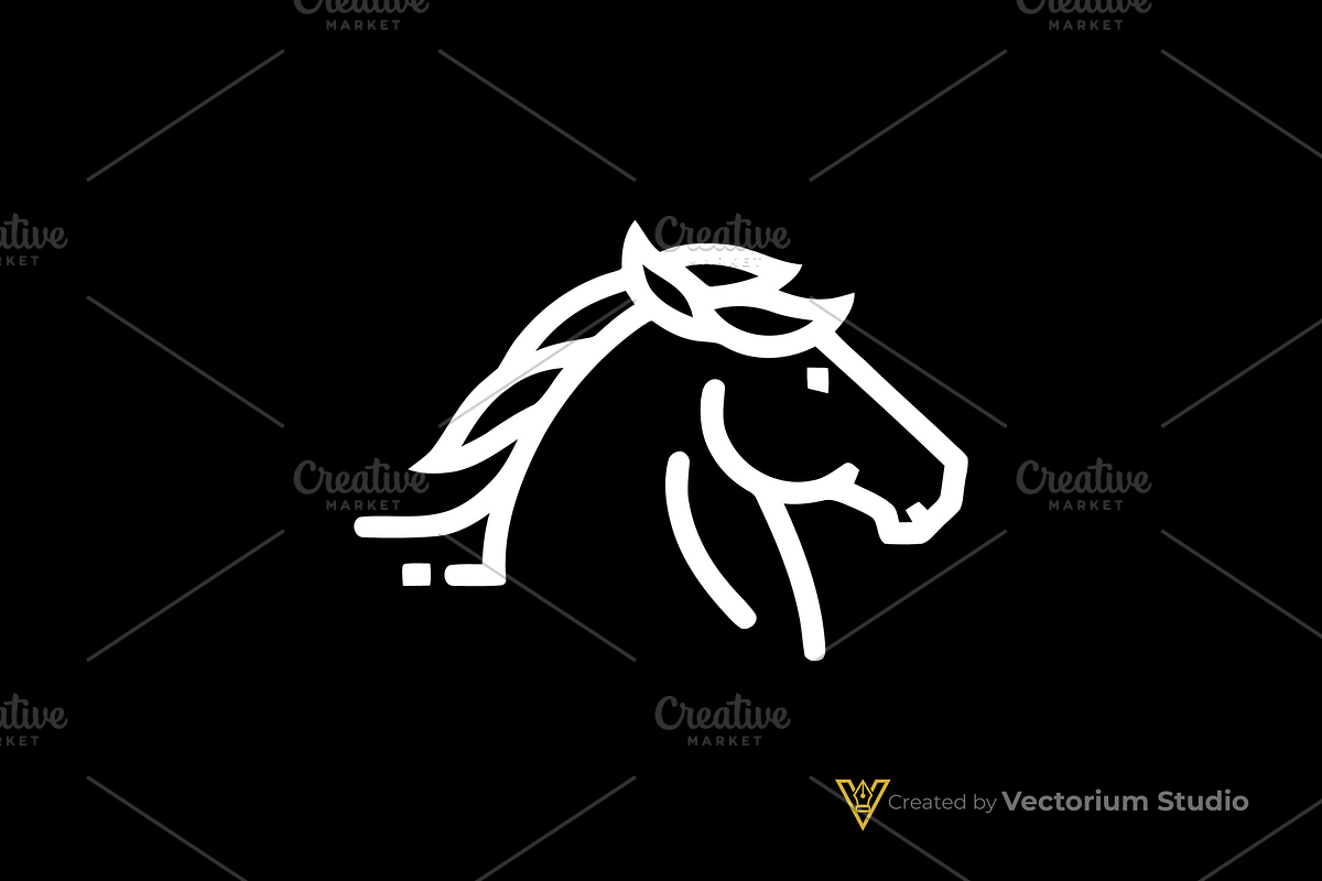 Horse Head Minimal Line Art Logo, a Branding & Logo Template by Vectorium Studio (Photo 2 of 3)