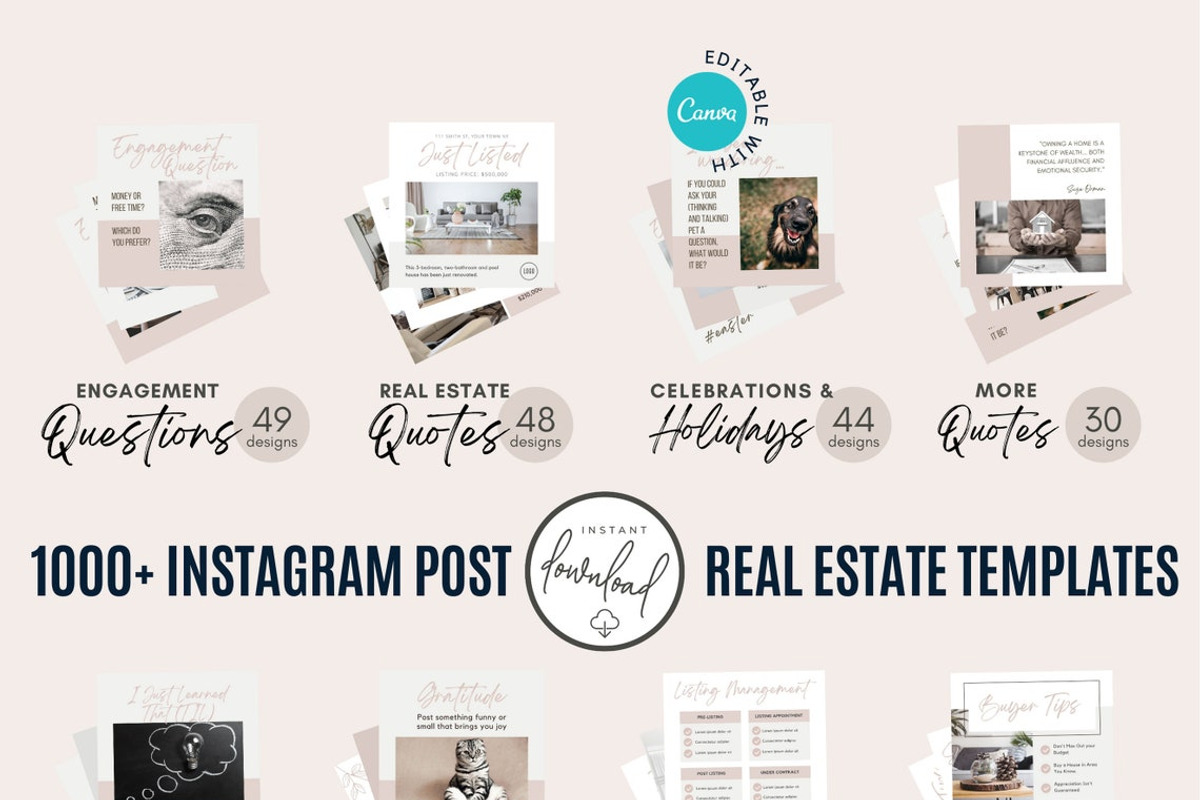 1000 Real Estate Instagram Posts, a Social Media Template by RealEstateDreams (Photo 3 of 10)