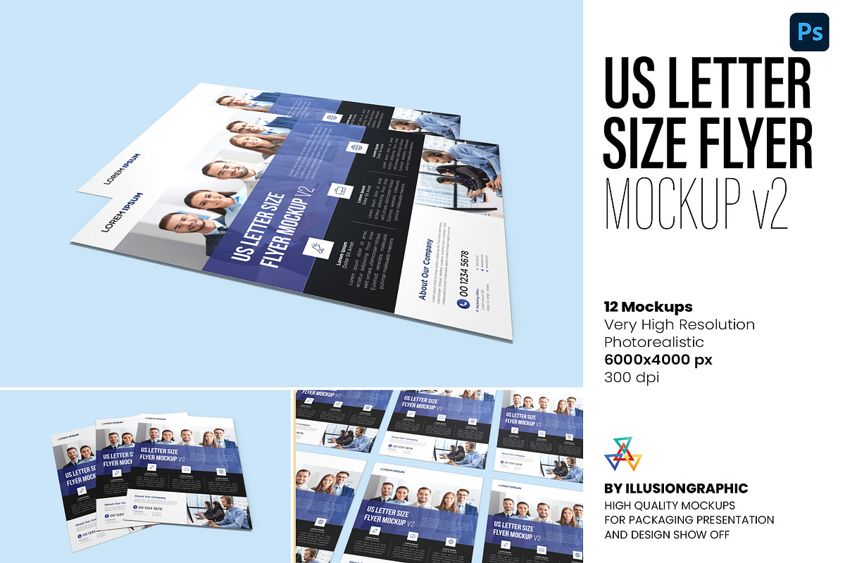 US Letter Size Flyer Mockup, a Books & Magazine Mockup by Illusiongraphic (Photo 1 of 25)