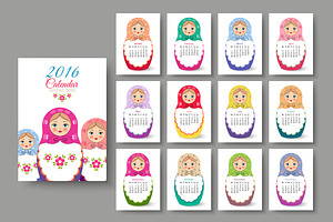 Calendar with nested dolls 2016