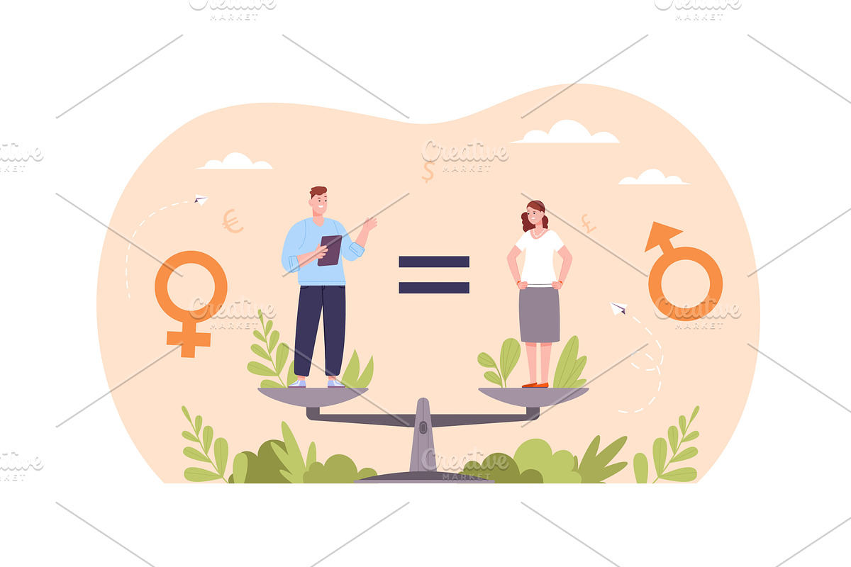 Gender equality concept. Man woman, a Person Illustration by Stock-Smart-Start