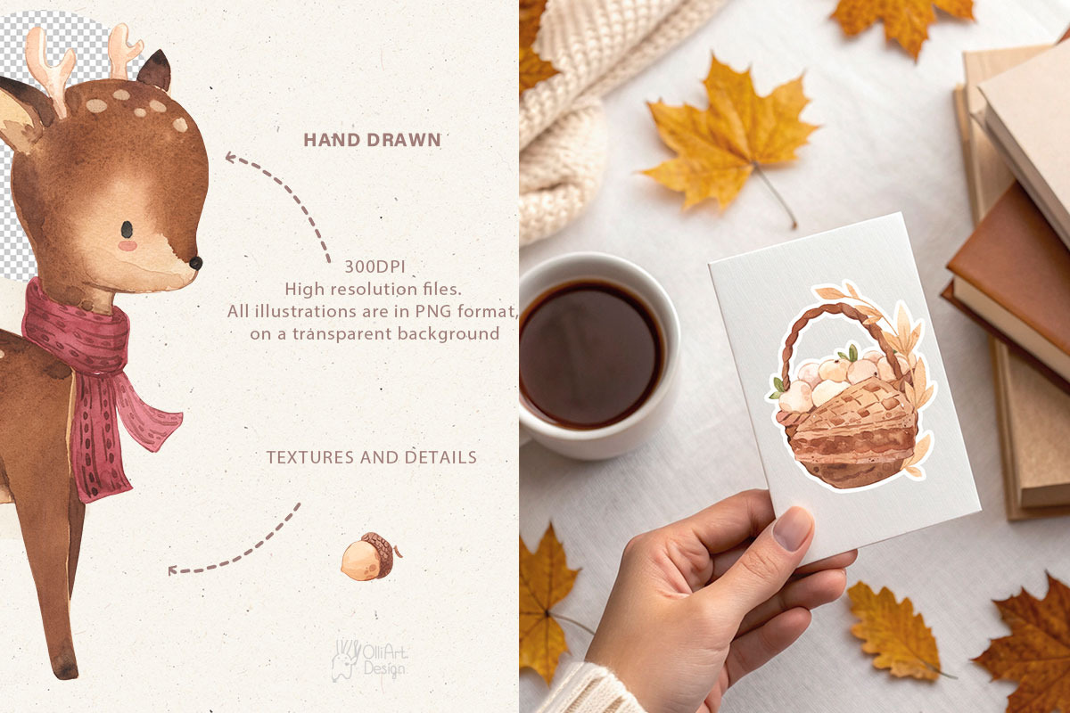 COZY AUTUMN Watercolor clipart, an Object Graphic by OlliArtDesign (Photo 5 of 5)