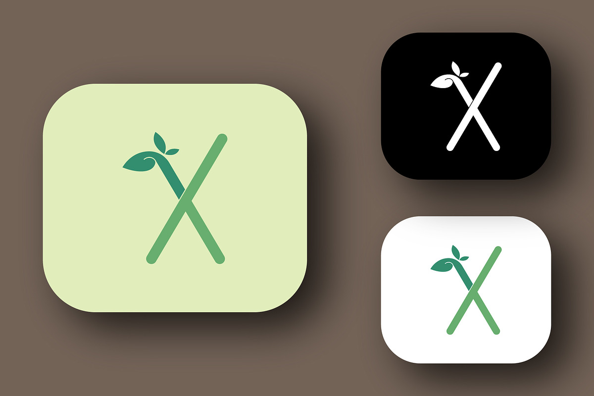 Green X Letter Logo with Leaf, a Branding & Logo Template by Salman Shop (Photo 2 of 2)