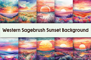 Western Sagebrush Sunset Background