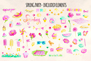 Spring Party Watercolor Bundle, a Seasonal Illustration by Violet LeBeaux (Thumbnail 2 of 3)