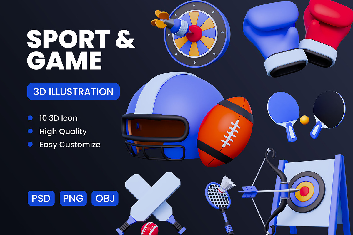 Sport and Game 3D Icon Pack #1, an Object 3D Model by deviapuspitasari2 (Photo 1 of 2)