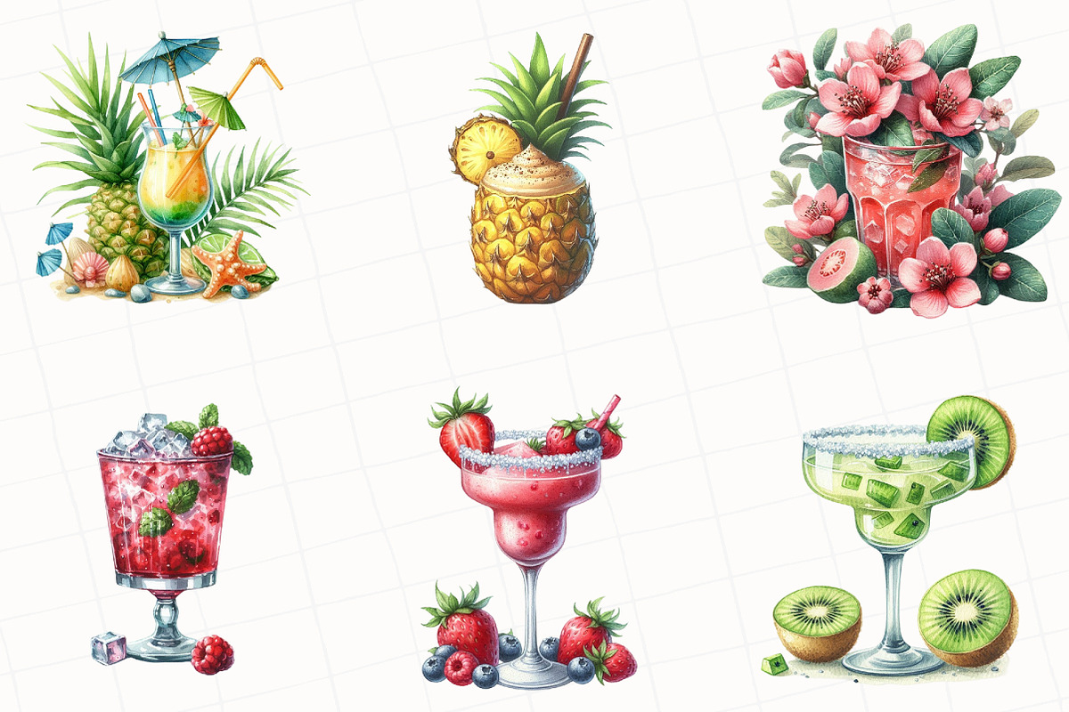 Tropical Beach Cocktail Clipart, an Illustration by OK Design (Photo 4 of 5)