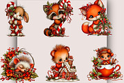 Woodland Christmas Animals Clipart, an Animal Illustration by SVGArt (Thumbnail 2 of 5)