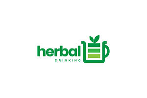 herbal drink cup nature flat logo, a Branding & Logo Template by devastd