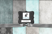Teal & Gray Damask Backgrounds, a Texture Graphic by Le Paper Cafe (Thumbnail 2 of 4)