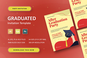 Graduated - Party Invitation, an Invitation Template by StreaksideStd