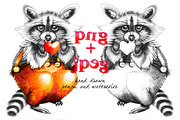 Raccoon with heart, an Animal Illustration by Allween (Thumbnail 3 of 4)