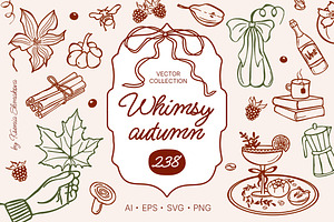 Whimsy Autumn Vector Doodle Clipart