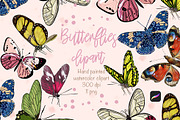 Butterflies clipart watercolor, an Animal Illustration by ElladesignCo (Thumbnail 1 of 6)
