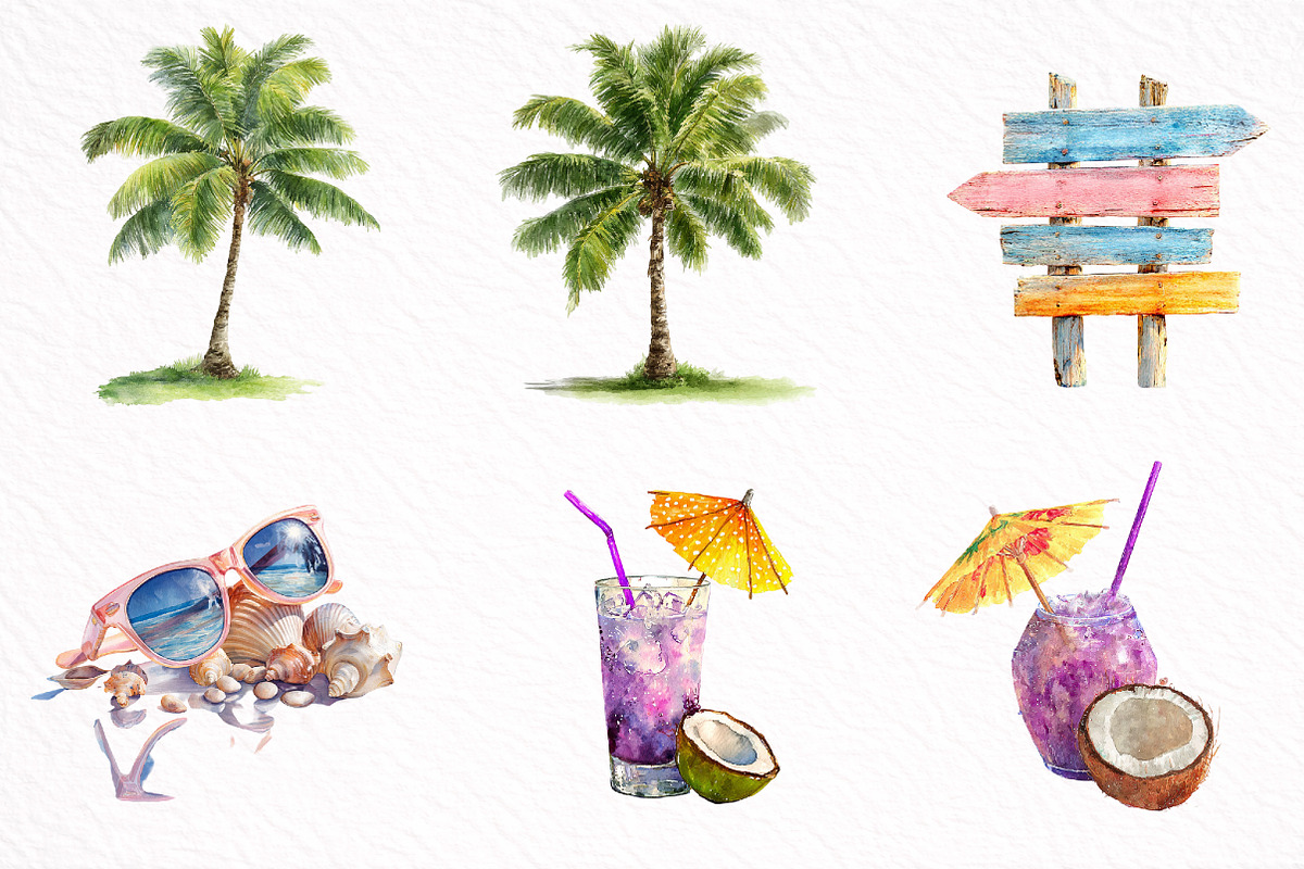 Whimsical Summer Clipart, an Illustration by DreamArtGraphic (Photo 2 of 8)