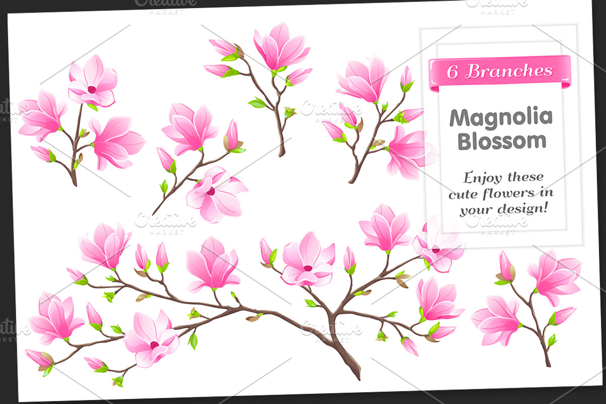 SET / 8 / Magnolia Textures, 8 march, a Decorative Illustration by Nadin_Lebedeva (Photo 5 of 6)