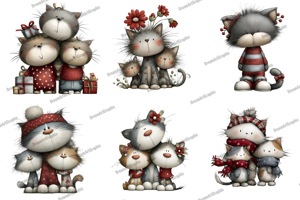 merry cat mama Clipart, an Illustration by DreamArtGraphic (Photo 5 of 5)