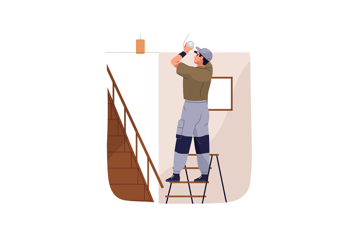 Workers repair houses set, a Person Illustration by PaperTrident (Photo 13 of 19)
