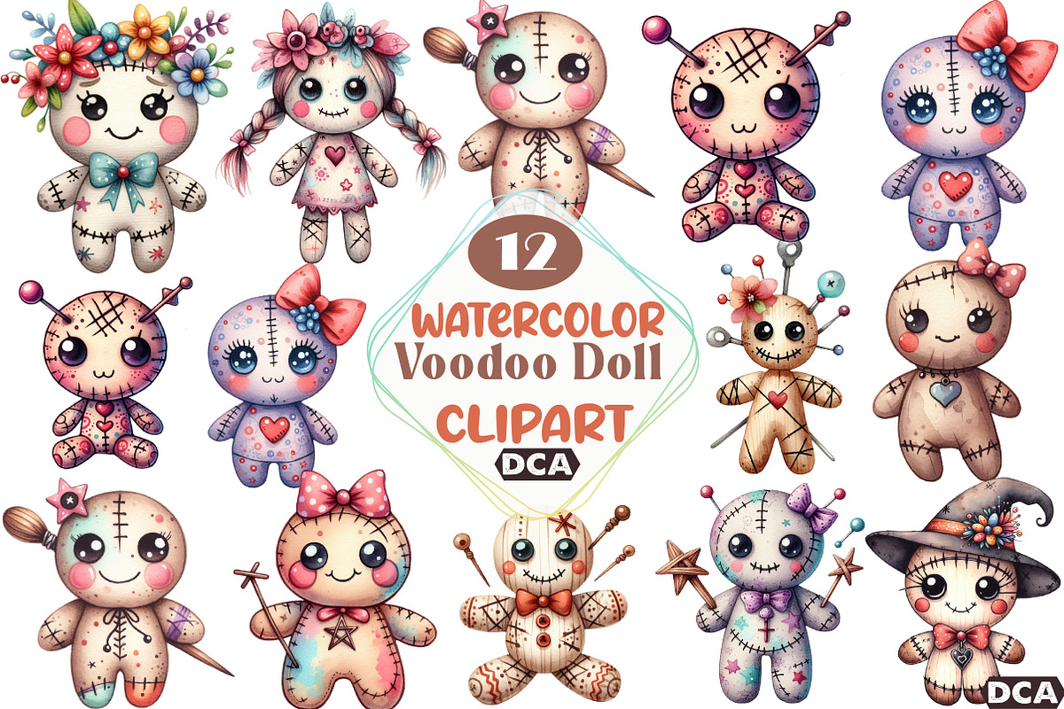 Watercolor Voodoo Doll, an Illustration by DreamCafeArt (Photo 1 of 6)