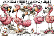 Whimsical Summer Flamingo Clipart, an Illustration by OK Design (Thumbnail 1 of 6)
