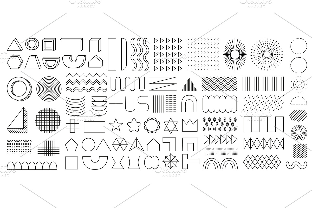 Geometric line elements. Retro line, an Illustration by Valerie Bodnar