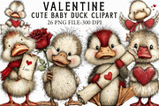 Cute Baby Duck Valentine Clipart, an Illustration by Libby Wishes (Thumbnail 1 of 7)