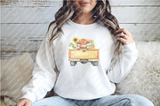 Sunflower Highland Cow Truck Clipart, an Illustration by Watercolor design (Thumbnail 7 of 12)