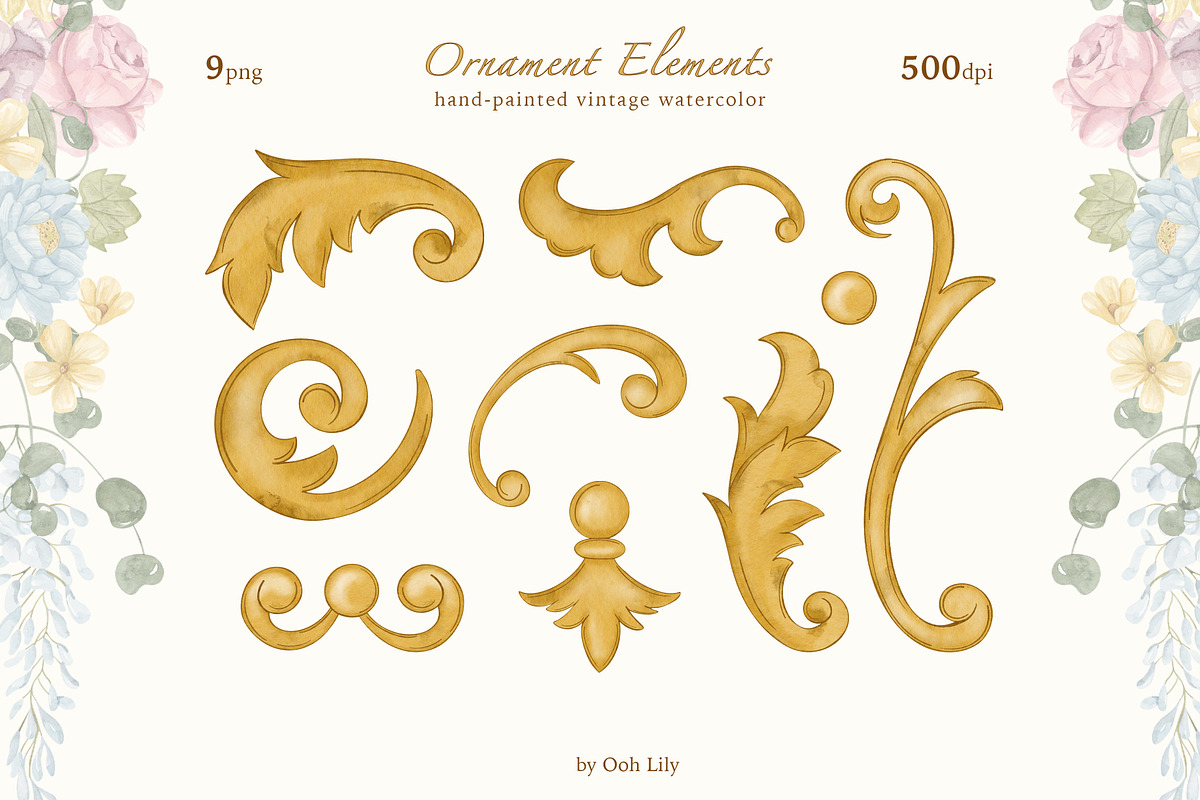 Vintage Garden Watercolor Clipart, a Decorative Illustration by Ooh Lily (Photo 11 of 23)