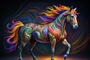 Vibrant Horse Print, an Animal Illustration by ZobaDepot (Thumbnail 1 of 4)