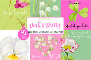 Pink&Pretty-wreaths+elements, an Illustration by watercolorwild.graphics (Thumbnail 1 of 10)