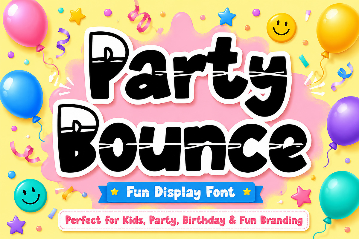 Party Bounce, a Slab Serif Font by Wow Magic (Photo 1 of 4)