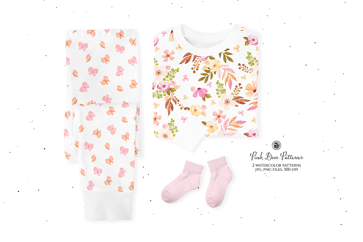 Pink Duo Watercolor Patterns, a Pattern Graphic by Webvilla Studio (Photo 6 of 6)
