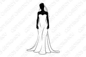 Bride Bridal Wedding Dress, an Illustration by Christos Georghiou