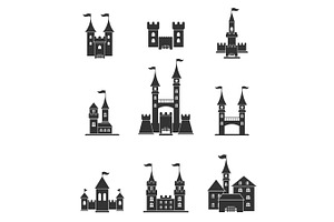 Towers And Castles Icons Set.