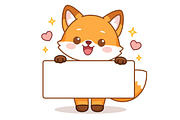 Fox Mascot Holding Sign Board, an Animal Illustration by Artpon Illustration (Thumbnail 2 of 3)