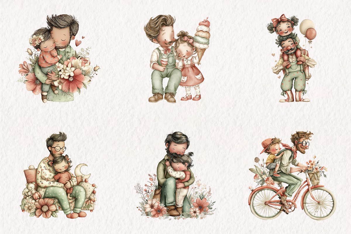 Whimsical Father and Child PNG Clipa, an Illustration by CreationArt (Photo 7 of 7)