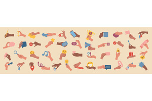 Hands gestures. Human hands holding, an Object Illustration by Onyx