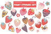 Funky Strawbs clipart & paper set, an Illustration by Poppymoondesign (Thumbnail 1 of 5)