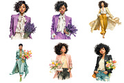 Watercolor Spring Black Girls, an Illustration by DreamArtGraphic (Thumbnail 2 of 4)