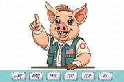 Funny Pig with USA Flag Vest Vector, an Animal Illustration by Ghagra (Thumbnail 1 of 3)