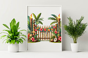 Summer Wooden Fence Sublimation Clip, an Illustration by SVGArt (Thumbnail 4 of 8)
