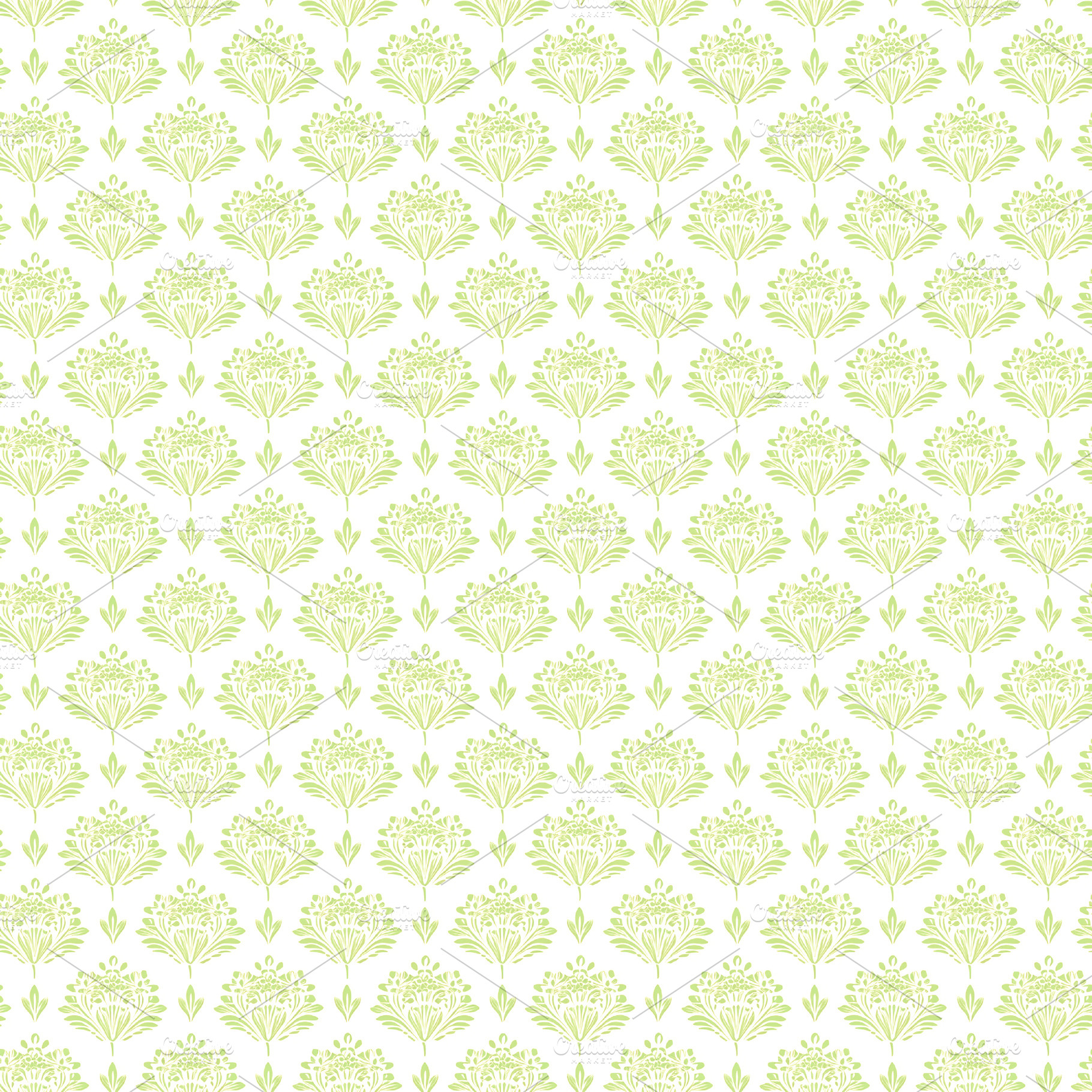 Floral lime damask seamless pattern, a Photo by Studio ANNA